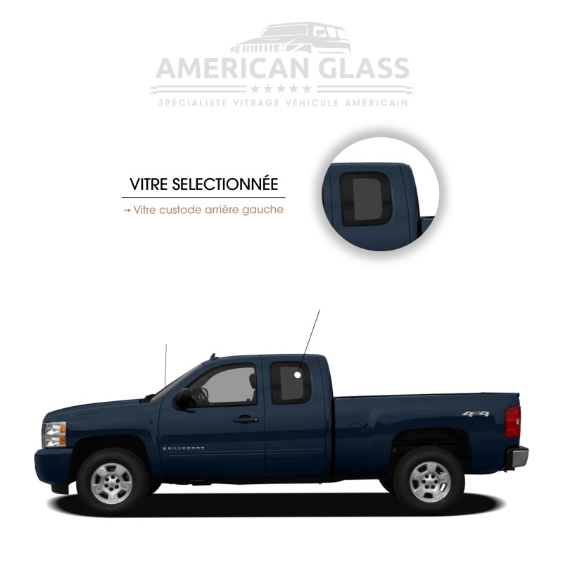 VITRE CUSTODE ARRIÈRE GAUCHE CHEVROLET SILVERADO EXTENDED CAB 2007-2014